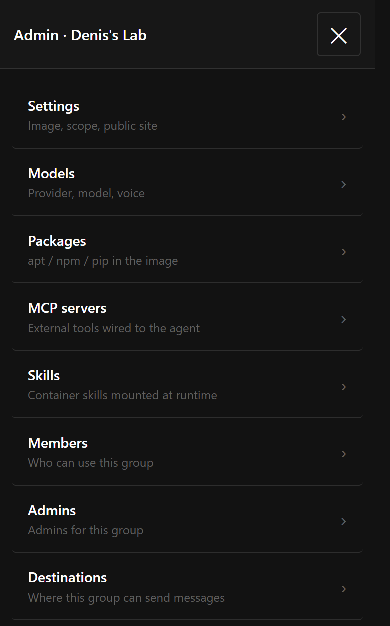 Settings overview