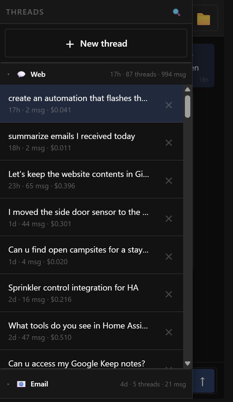 All conversations in one list